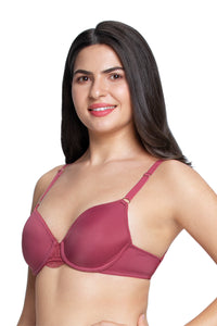 Fantasy Back Solid Padded Wired Lace Bra - Autumn Rose thumbnail 3