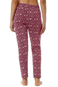 Full Length PJ Bottom - Burgundy Coffee Print thumbnail 3