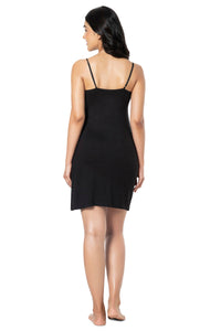 Satin Edge Sleep Chemise - Black thumbnail 3