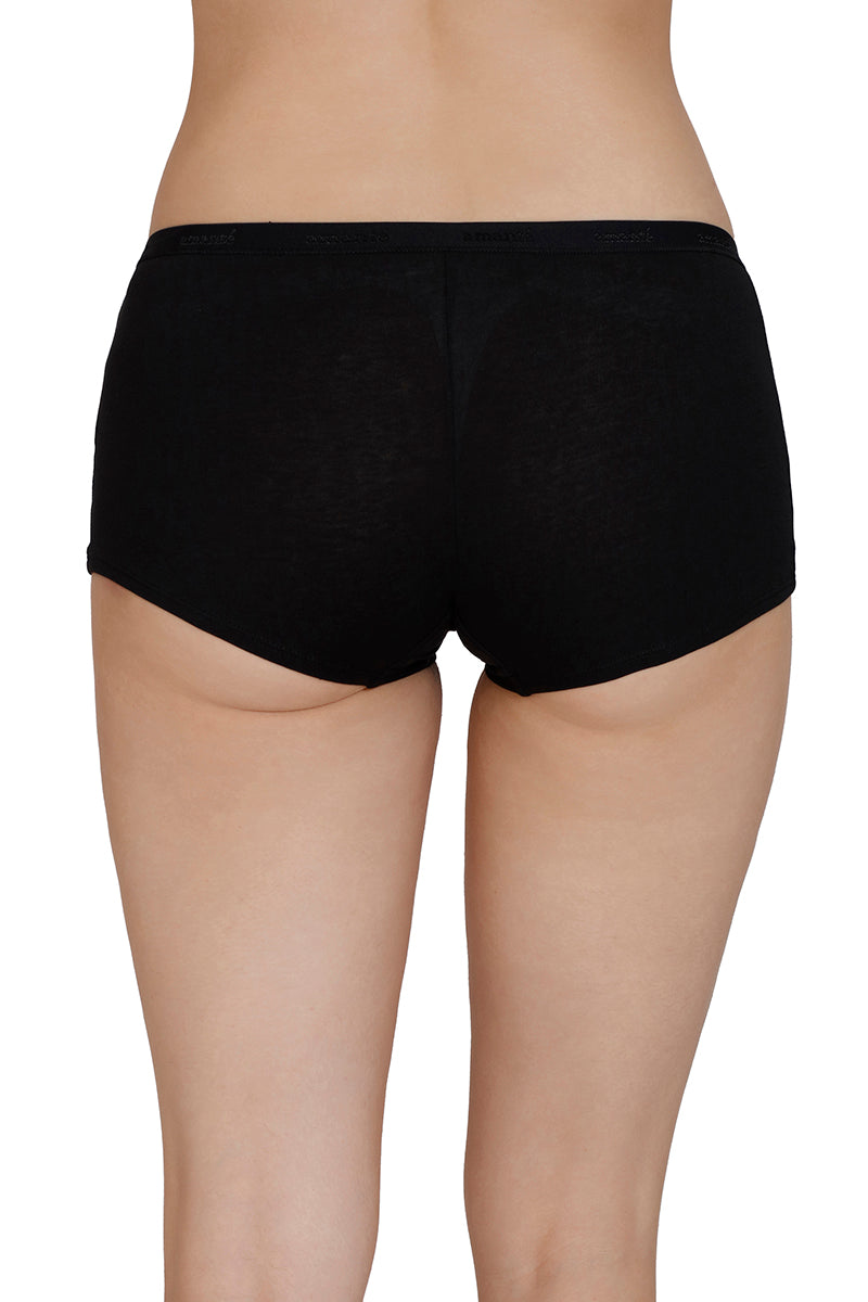 Solid Mid Rise Boyleg Panty - Black
