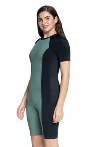 Short Sleeves Padded Leg Suit - Olive_Nero thumbnail 3