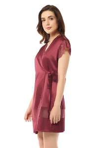 Eternal Bliss Satin Robe - Rio Red thumbnail 3