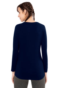 Essential Long Sleeve Round Neck T-Shirt - Midnight thumbnail 3