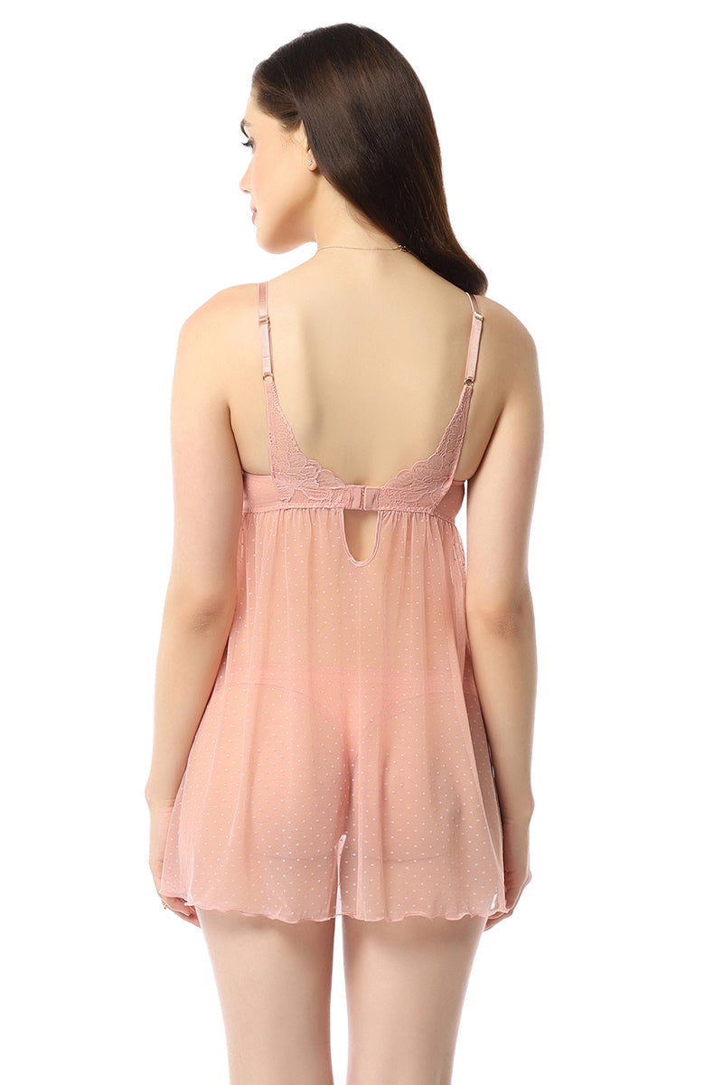 Eternal Bliss Padded Wired Babydoll - Mellow Rose