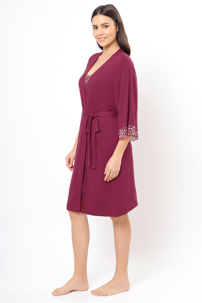 Lace Touch Sleep Robe - Anemone