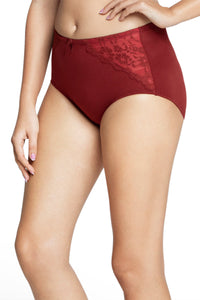 Solid High Rise Seamed Full Brief Panty - Port Wine thumbnail 3