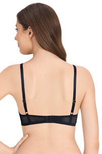 Bonded Luxury Padded Wired Lace Bra - Black-Hazelnut thumbnail 3