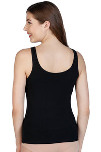 Broad Straps Body Hugging Modal Vest - Black thumbnail 3