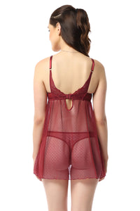 Eternal Bliss Padded Wired Babydoll - Rio Red thumbnail 3