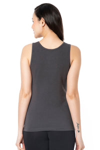 Broad Strapped Body Hugging Tank Top - Grey Pinstripe thumbnail 3