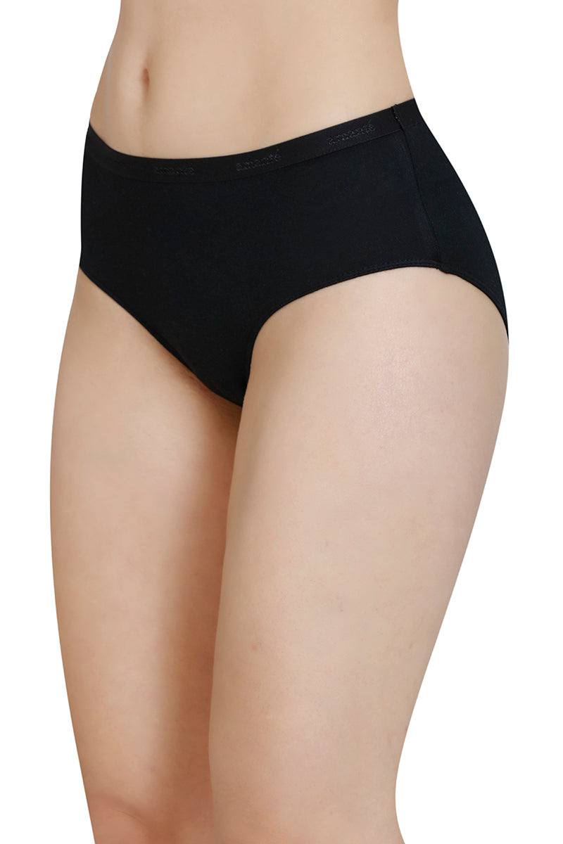 Solid Mid Rise Modal Hipster Panty - Black