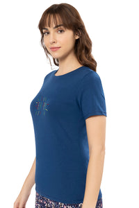 Scoop Neck Sleep Tee - Navy Peony thumbnail 3