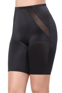 Solid Full Coverage High Rise Thigh Shaper - Black thumbnail 4