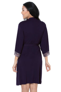 Lace Touch Sleep Robe - Midnight thumbnail 4