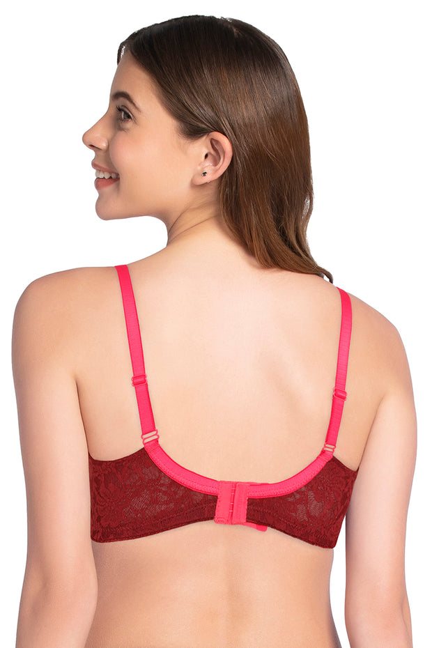 Lace Dream Padded Wired Lace Bra - Neon Pink_Mar
