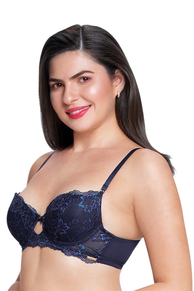 Twilight Dream Padded wired Lace Bra - Evening Blue