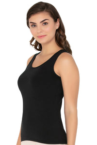 Broad Strapped Body Hugging Cotton Tank Top (Pack of 2) - Black-Nude thumbnail 3