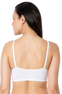 Solid Non Padded Non-Wired Cami Bra - White thumbnail 3