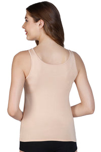 Broad Straps Body Hugging Modal Vest - Nude thumbnail 3