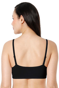 Solid Non Padded Non-Wired Cami Bra - Black thumbnail 3