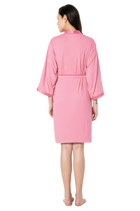 Satin Edge Robe - Cashmere Rose thumbnail 3