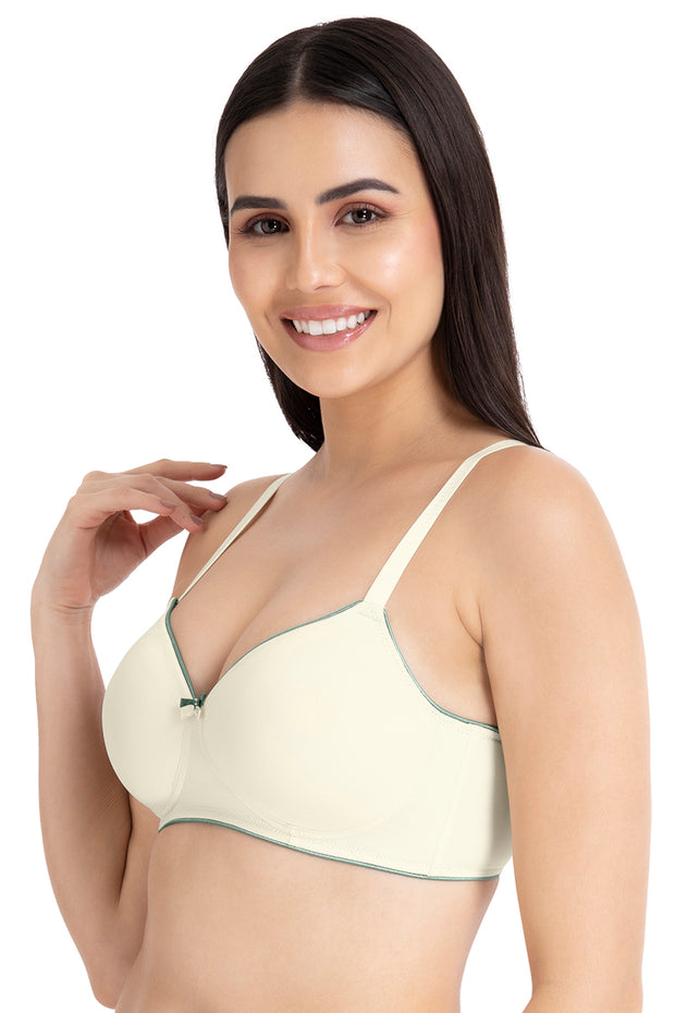 Casual Chic Solid Padded Non-Wired T-Shirt Bra - Whitesmoke-Cedar