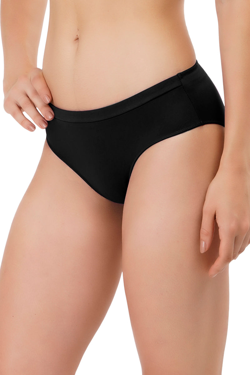 Satin Edge Low Rise Bikini Panty - Black