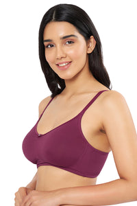 All-Day Elegance Solid Non Padded Non-Wired Super Support Bra - Red Plum thumbnail 3