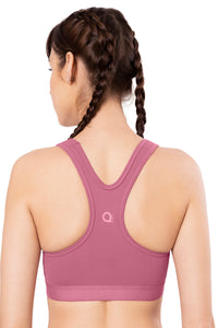 Energize Medium Impact Round Neck Sports Bra - Heather Rose thumbnail 3