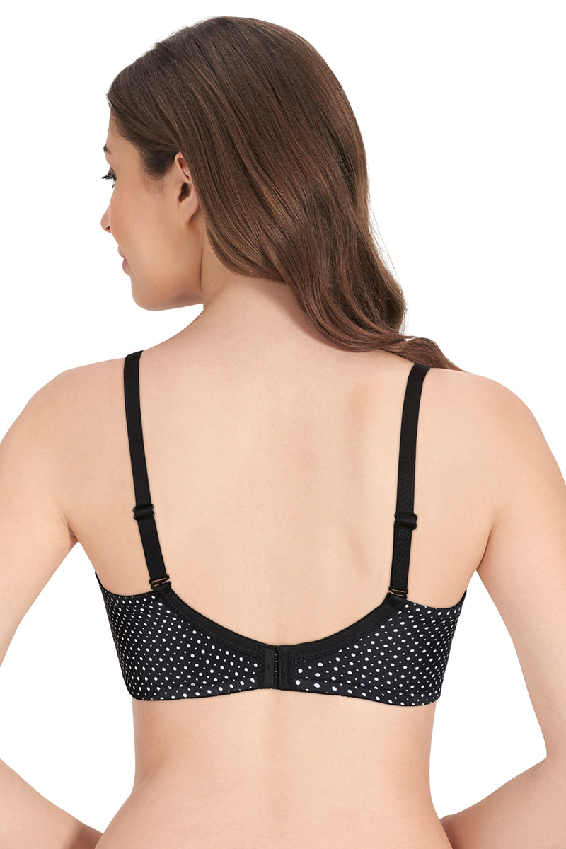 Smooth Dreams Padded Non-wired T-shirt Bra - Black Dot Print