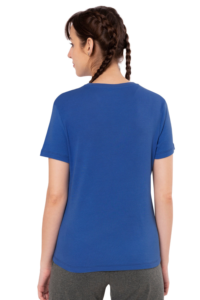 Essential Basic Short Sleeve Round Neck T-Shirt - Lazuli Blue