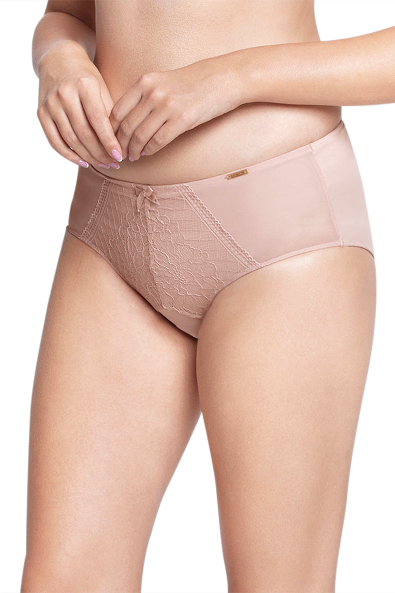 Lace Low Rise Seamed Hipster Panty - Misty Rose