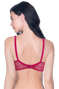 Lace Delight Padded Non-wired Lace Bra - Red Obsession thumbnail 3