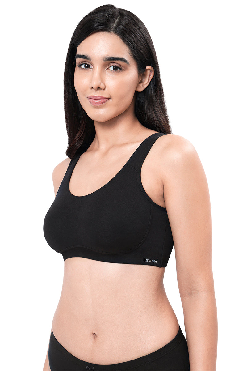 All Day Lounge Solid Non Padded Non-Wired Bra - Black