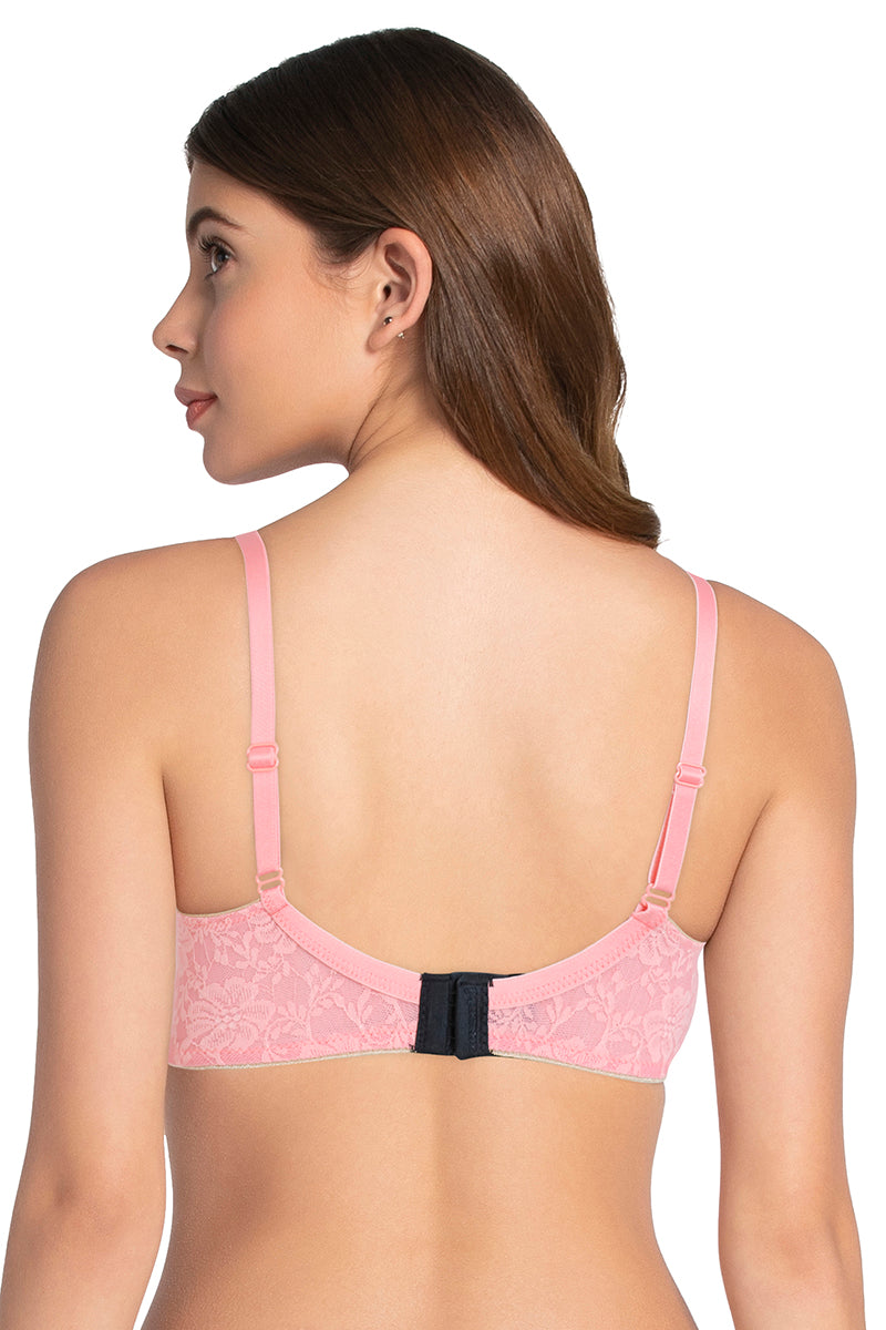 Lace Dream Padded Wired Lace Bra - Salmon Rose_A.R