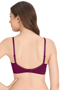 Satin Edge Padded Non-wired T-shirt Bra - Plum Caspia thumbnail 3