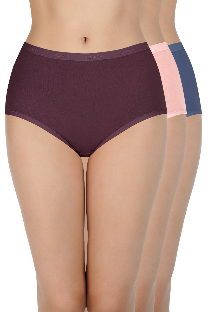 Solid High Rise Full Brief Panties (Pack of 3) - Image 1 of 7