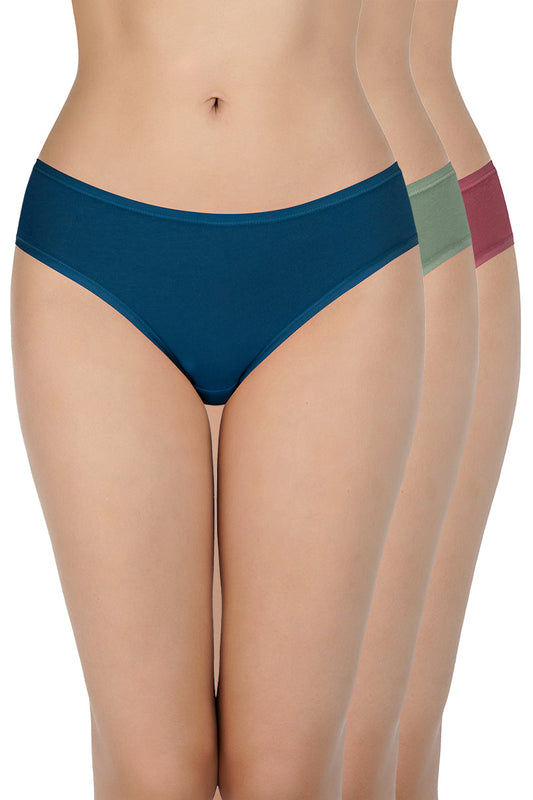 Solid Low Rise Bikini Panties (Pack of 3)