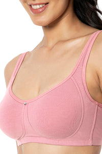 Cotton Super Support Solid Non Padded Non-Wired Bra - Mesa Rose thumbnail 4
