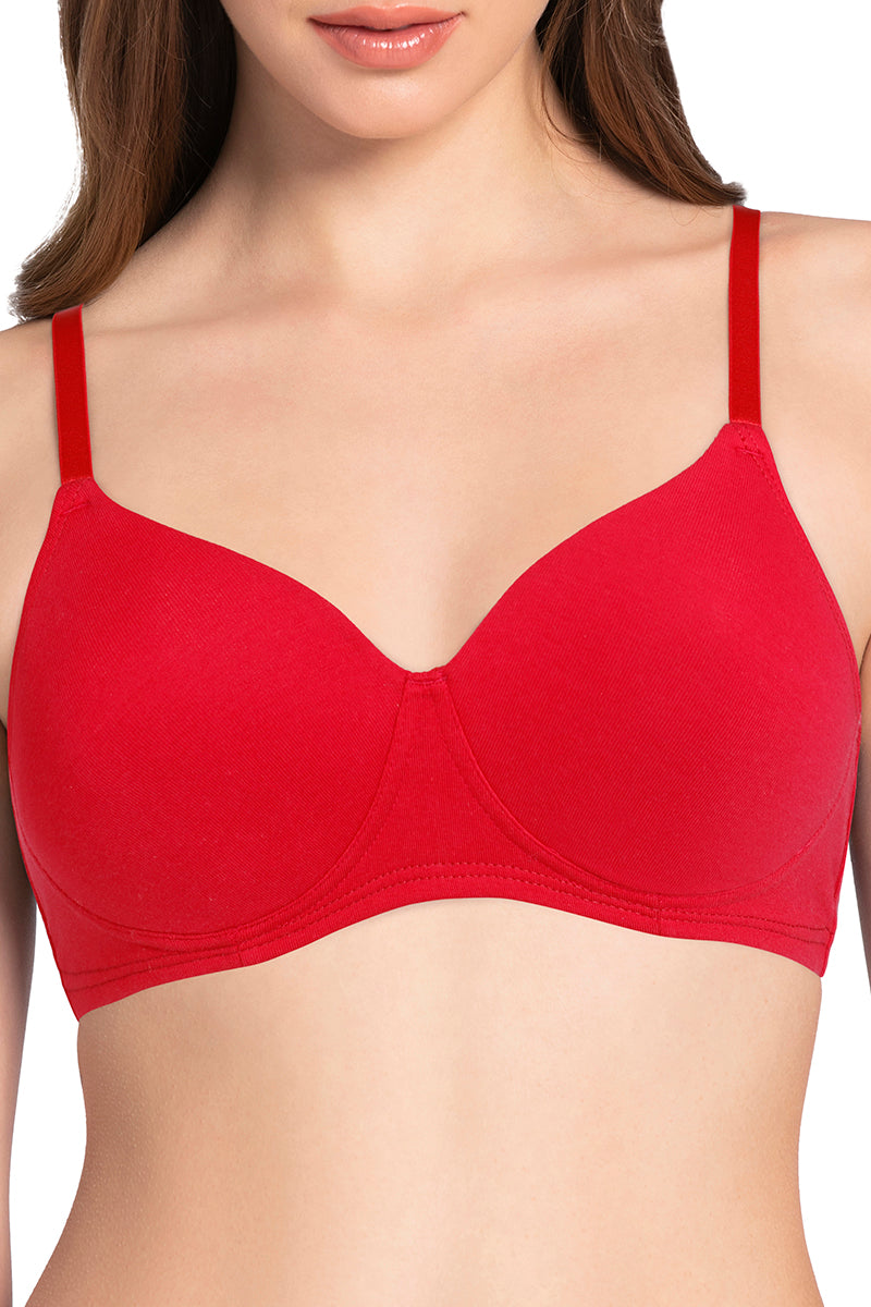 Buy DREAMING COMFORT RED NON WIRED PADDED BRA for Women Online in India