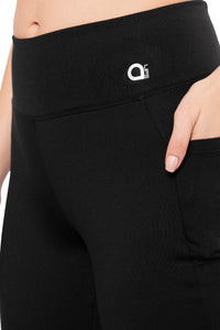 Flaunt Flared High Rise Travel Pants - Jet Black thumbnail 4
