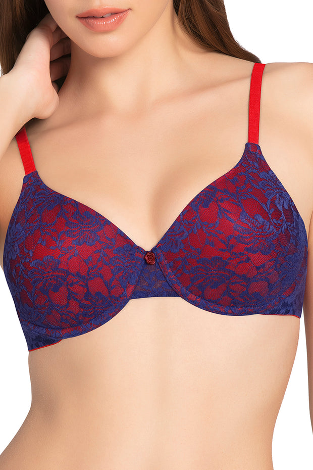 Lace Dream Padded Wired Lace Bra - Insignia Blue_H.R