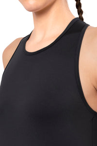 Flaunt Racerback Round Neck Tank Top - Jet Black thumbnail 4