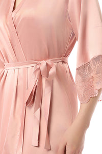 Eternal Bliss Full-length Satin Robe - Mellow Rose thumbnail 4