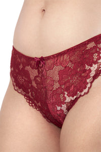 Eternal Bliss Low Rise Brazillian Lace Panty - Red Berry thumbnail 4