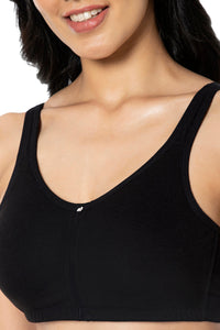 Cotton Daily Support Solid Non Padded Non-Wired Bra - Black thumbnail 4