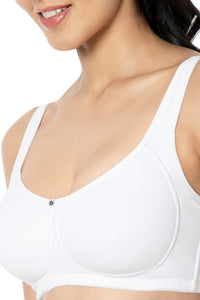 Cotton Super Support Solid Non Padded Non-Wired Bra - White thumbnail 4