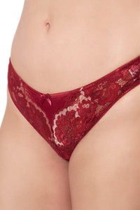 Eternal Bliss Lace Low Rise Thong Panty - Red Berry thumbnail 4