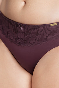 Lace Low Rise Seamed Bikini Panty - Fig thumbnail 4