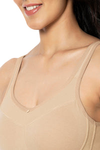 Cotton Smooth Back Solid Non Padded Non-Wired Support bra - Sandalwood thumbnail 4